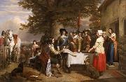 Charles Landseer Charles I holding a council of war at Edgecote on the day before the Battle of Edgehill oil painting artist